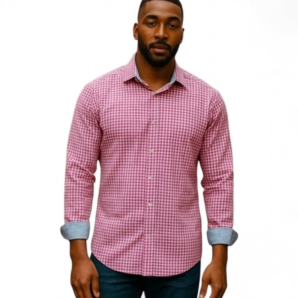 Bugatchi Long Sleeve 100% Cotton Button‎ Down Shirt